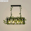GobekUsa Black Metal Pendant Light Fixture for Wine Bar - 4/6-Bulb Cuboid Plant Island Lamp