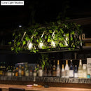 GobekUsa Black Metal Pendant Light Fixture for Wine Bar - 4/6-Bulb Cuboid Plant Island Lamp