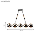 GobekUsa Black Metal & Rope Pendant Light - Farmhouse Style with Wavy Conic Design, 3/5 Bulbs