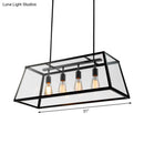 GobekUsa Black Metal Trapezoid Island Pendant Light with 4 Industrial Heads for Dining Room