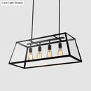 GobekUsa Black Metal Trapezoid Island Pendant Light with 4 Industrial Heads for Dining Room