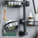 Black metal two tier adjustable shower caddy bathroom organizer by Decorbites
