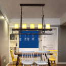 GobekUsa Traditional Cylinder Glass Island Light with Inner Yellow Marble Shade - 3/5 Lights - Dining Room Ceiling Fixture