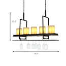 GobekUsa Traditional Cylinder Glass Island Light with Inner Yellow Marble Shade - 3/5 Lights - Dining Room Ceiling Fixture