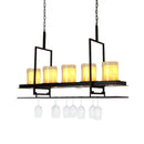 GobekUsa Traditional Cylinder Glass Island Light with Inner Yellow Marble Shade - 3/5 Lights - Dining Room Ceiling Fixture