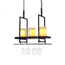 GobekUsa Traditional Cylinder Glass Island Light with Inner Yellow Marble Shade - 3/5 Lights - Dining Room Ceiling Fixture