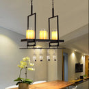 GobekUsa Traditional Cylinder Glass Island Light with Inner Yellow Marble Shade - 3/5 Lights - Dining Room Ceiling Fixture