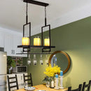 GobekUsa Traditional Cylinder Glass Island Light with Inner Yellow Marble Shade - 3/5 Lights - Dining Room Ceiling Fixture