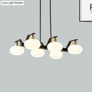 GobekUsa Black Modern Chandelier with White Oval Glass Shades - 3/6 Lights Pendant