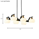 GobekUsa Black Modern Chandelier with White Oval Glass Shades - 3/6 Lights Pendant