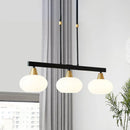 GobekUsa Black Modern Chandelier with White Oval Glass Shades - 3/6 Lights Pendant
