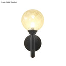 GobekUsa Black Modern Globe Wall Light with Clear Textured Glass and 1 Bulb