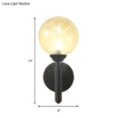 GobekUsa Black Modern Globe Wall Light with Clear Textured Glass and 1 Bulb