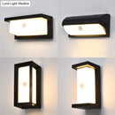 GobekUsa Black Modern Outdoor LED Wall Lamp with Rectangular Acrylic Shade