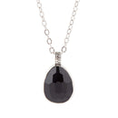 Black Onyx and Sterling Silver Teardrop Pendant Necklace