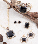 Black Onyx Mixed Metal Post Earrings