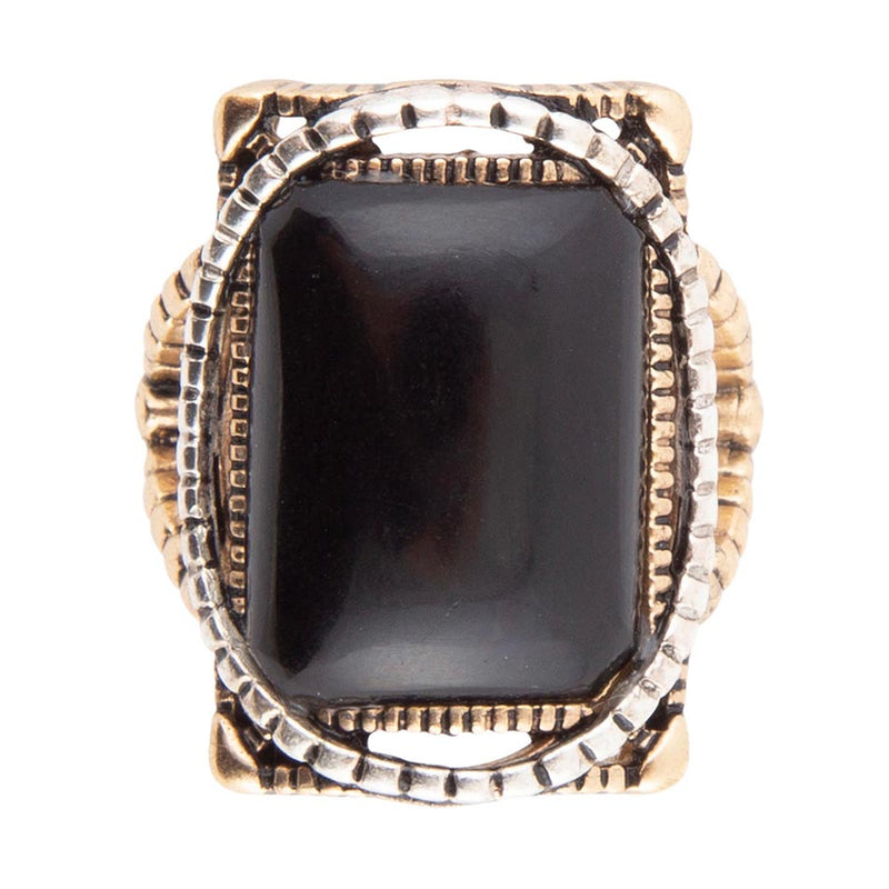 Black Onyx Mixed Metal Statement Ring