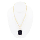 Black Onyx Teardrop Golden Chain Necklace