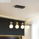 GobekUsa Black Orb Island Pendant Light – Modern 3/4-Light Frosted Glass Hanging Lamp Kit with Rectangle Ring