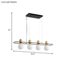 GobekUsa Black Orb Island Pendant Light – Modern 3/4-Light Frosted Glass Hanging Lamp Kit with Rectangle Ring