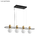 GobekUsa Black Orb Island Pendant Light – Modern 3/4-Light Frosted Glass Hanging Lamp Kit with Rectangle Ring
