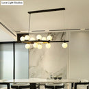 GobekUsa Black Oval Hanging Light Fixture - Nordic Style with 11 Metal Heads and Opal Glass Shade