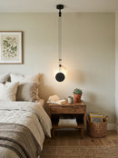 Black Paint Iron Disc Marble Pendant Lamp