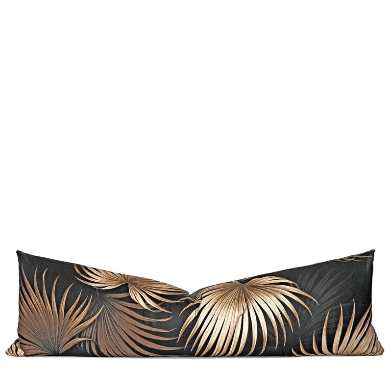 Luxurious Black Palm Leaf Body Pillow