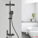 GobekUsa Black Piano Digital Shower System with Intelligent Brass Faucets and White Rainfall Shower