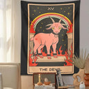 Black & pink devil tarot goat wall hanging tapestry for dorm room by Decorbites
