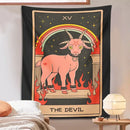 Black & pink devil tarot goat wall hanging tapestry for dorm room by Decorbites