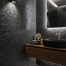 Black Polished Hexagon Blend Glass Mosaics 11 3/4x11 1/2
