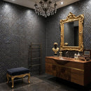 Black Polished Hexagon Blend Glass Mosaics 11 3/4x11 1/2