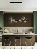 GobekUsa Black Postmodern Bubble Glass Chandelier with Multi Clear Balls