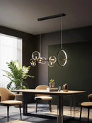 GobekUsa Black Postmodern Bubble Glass Chandelier with Multi Clear Balls