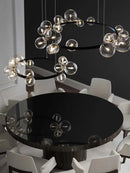 GobekUsa Black Postmodern Bubble Glass Chandelier with Multi Clear Balls