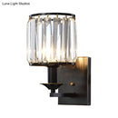 GobekUsa Black Prismatic Crystal Wall Mount Lamp - Modern Cylinder Design