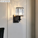 GobekUsa Black Prismatic Crystal Wall Mount Lamp - Modern Cylinder Design