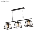 GobekUsa Black Pyramid Island Light: Industrial Metal 3-Bulb Hanging Lamp with Glass Panel - Kitchen Fixture