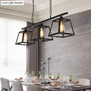 GobekUsa Black Pyramid Island Light: Industrial Metal 3-Bulb Hanging Lamp with Glass Panel - Kitchen Fixture