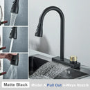 GobekUsa Black Rainwater Kitchen Faucet Flexible Pull Out 3 Way Nozzle Mixer Tap