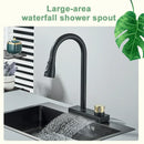 GobekUsa Black Rainwater Kitchen Faucet Flexible Pull Out 3 Way Nozzle Mixer Tap