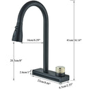 GobekUsa Black Rainwater Kitchen Faucet Flexible Pull Out 3 Way Nozzle Mixer Tap