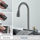 GobekUsa Black Rainwater Kitchen Faucet Flexible Pull Out 3 Way Nozzle Mixer Tap