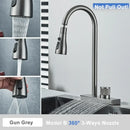 GobekUsa Black Rainwater Kitchen Faucet Flexible Pull Out 3 Way Nozzle Mixer Tap