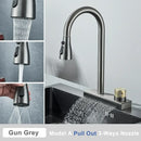 GobekUsa Black Rainwater Kitchen Faucet Flexible Pull Out 3 Way Nozzle Mixer Tap