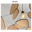GobekUsa Black Rattan Ceiling Chandelier for Indoor Lighting Decor