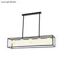 GobekUsa Rectangle Island Pendant – Opal Glass Hanging Light Kit in Black, 5 Lights – Ideal for Dining Room