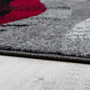 Black Red Grey Designer Rug Modern Wave Effect