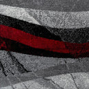 Black Red Grey Designer Rug Modern Wave Effect